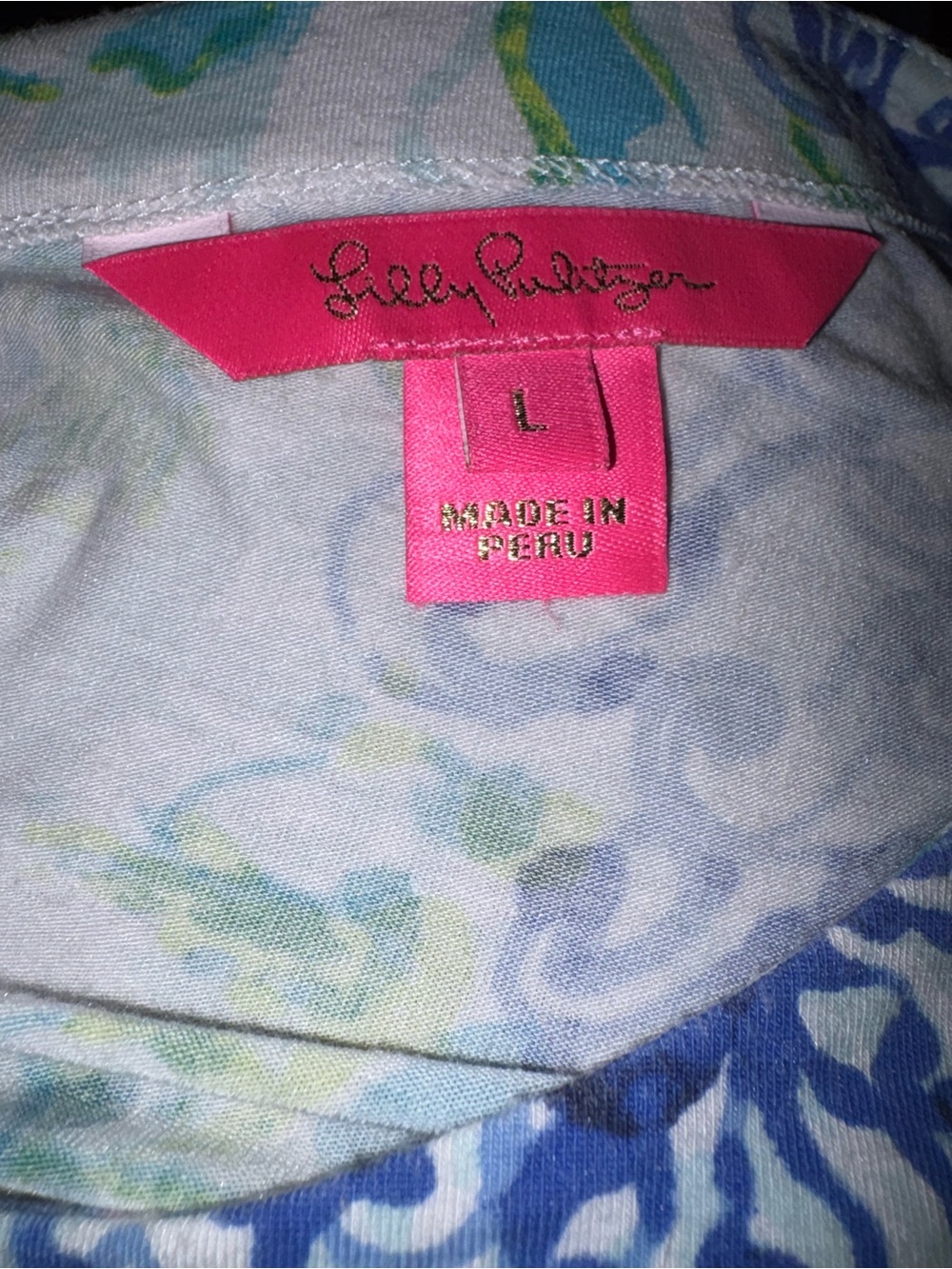 Lilly Pulitzer Aqua Floral Bell-Sleeve Top with Pink Accents Special Delivery - Picture 4 of 6